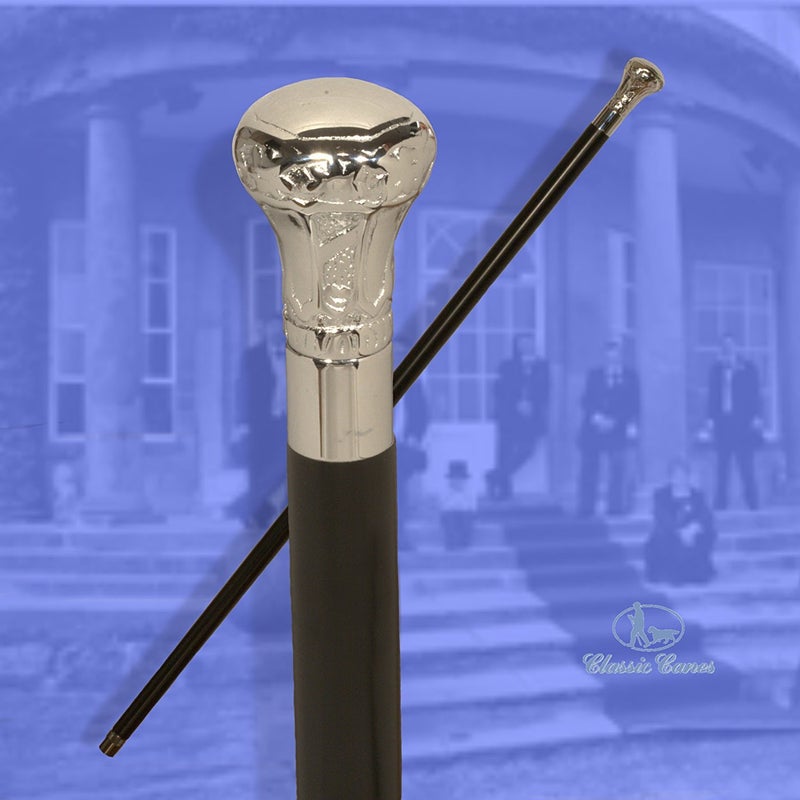 Medieval Replicas Chrome Plated Knob Handle Walking Stick on Black Shaft Wooden Decorative Walking Cane Fashion Statement - Image 3